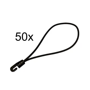 GPP Stages spannfix elastic bands with hooks, 20cm, Ø 4mm, black, 50 pcs.