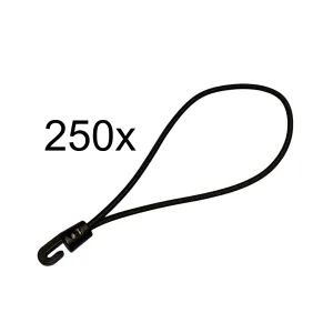 GPP Stages spannfix elastic bands with hooks, 20cm, Ø 4mm, black, 250 pcs.